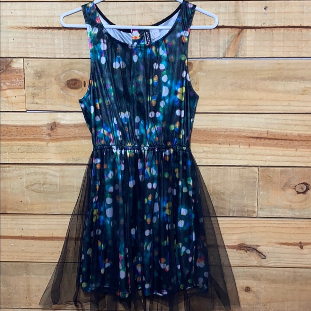 Women’s black party dress.